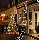 Новорічна іграшка підвісний Санта на сходах з мішком 100см Світлодіодна новорічна гірлянда для дому різдвяний Санта Клаус, фото 3