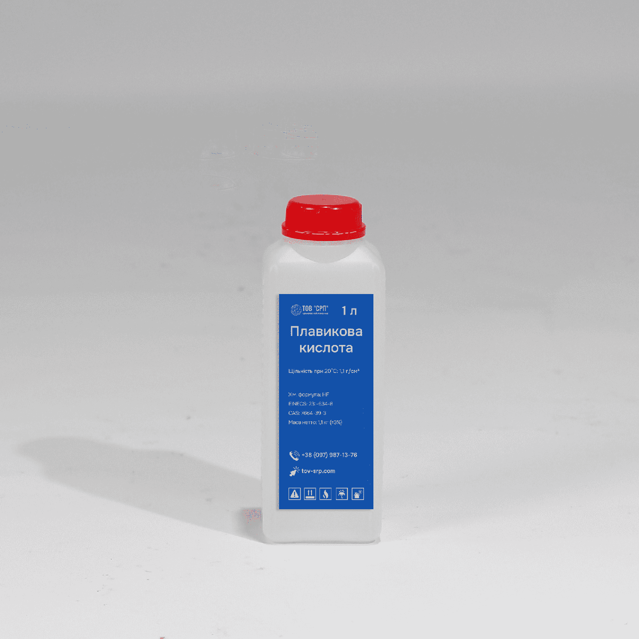 Плавикова кислота (фтороводнева кислота, фтористоводнева кислота, гідрофторидна кислота) флакон 1л