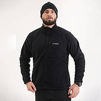 Чоловіча флісова кофта під горло тепла Соlumbia демісезонна фліска на блискавці з кишенями чорного кольору Коламбія