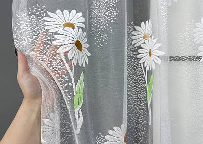 Залишок (1,4х1,5м.) тканини з рулону, коротка тюль висотою 1,5 м., жакард. Колір білий. Код 1897ту 00-771