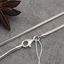 Жіночий срібний ланцюжок Снейк тонда змійка. Біла кругла цепочка на шию срібло 925 50 см, фото 10