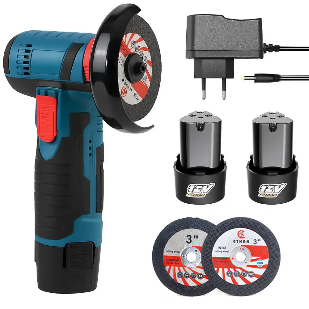 Акумуляторна болгарка 12В у валізі + 2 акумулятори, 2 диски, W-153-7 / Електроболгарка / УШМ, фото 1