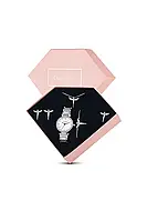 Посріблене намисто-сережка-браслет-кільце з ангелом, годинник -