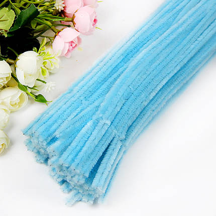 Дріт синельний №5, пухнасті палички, 30 см, небесно-блакитний (10 шт), фото 1