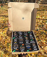 Мега набор мужских демисезонных носков с патриотическим принтом 36 пар 41-45 р хорошего качества хлопковые в коробке