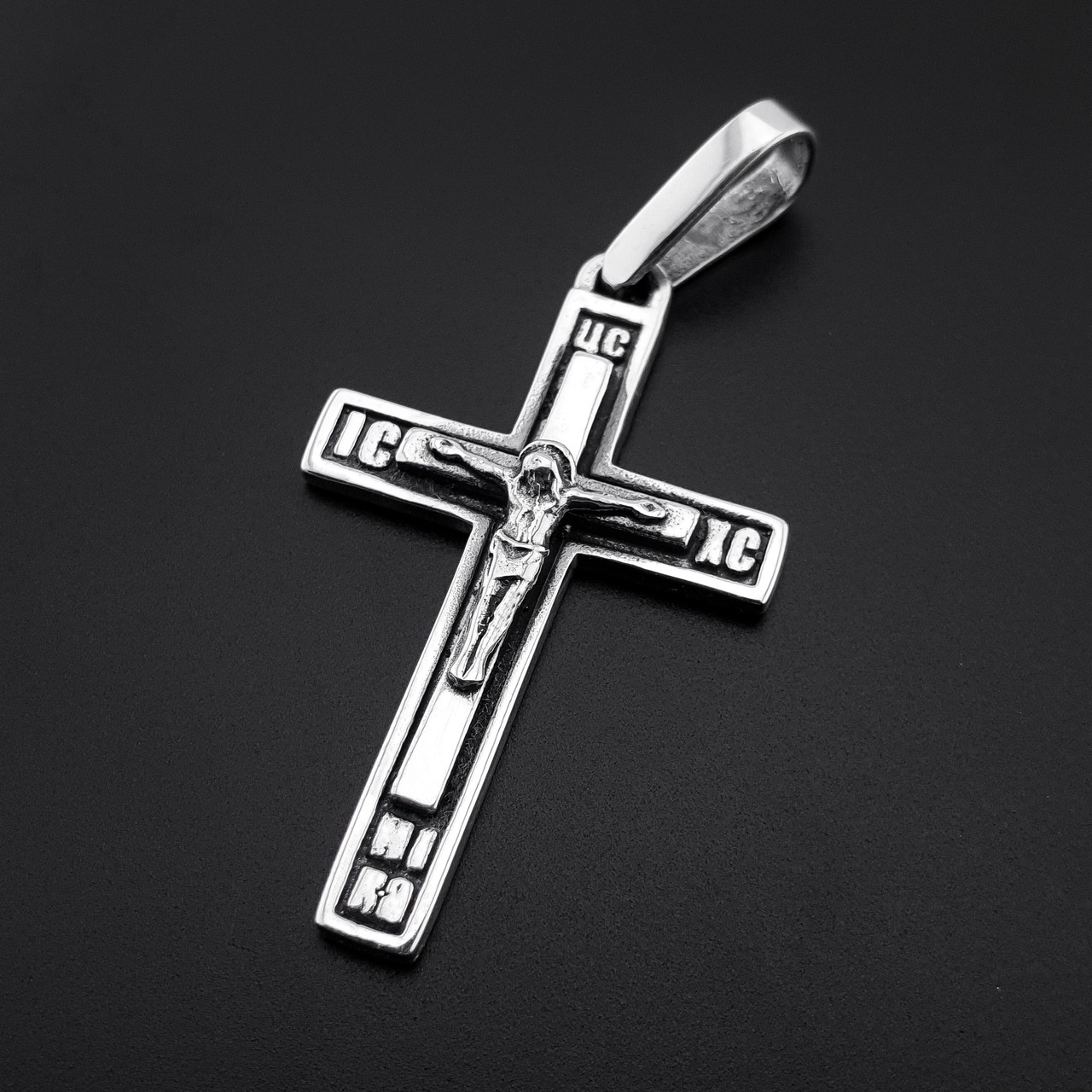 Срібний чоловічий хрест Спаси Збережи. Освячений православний кулон зі срібла 925, фото 1