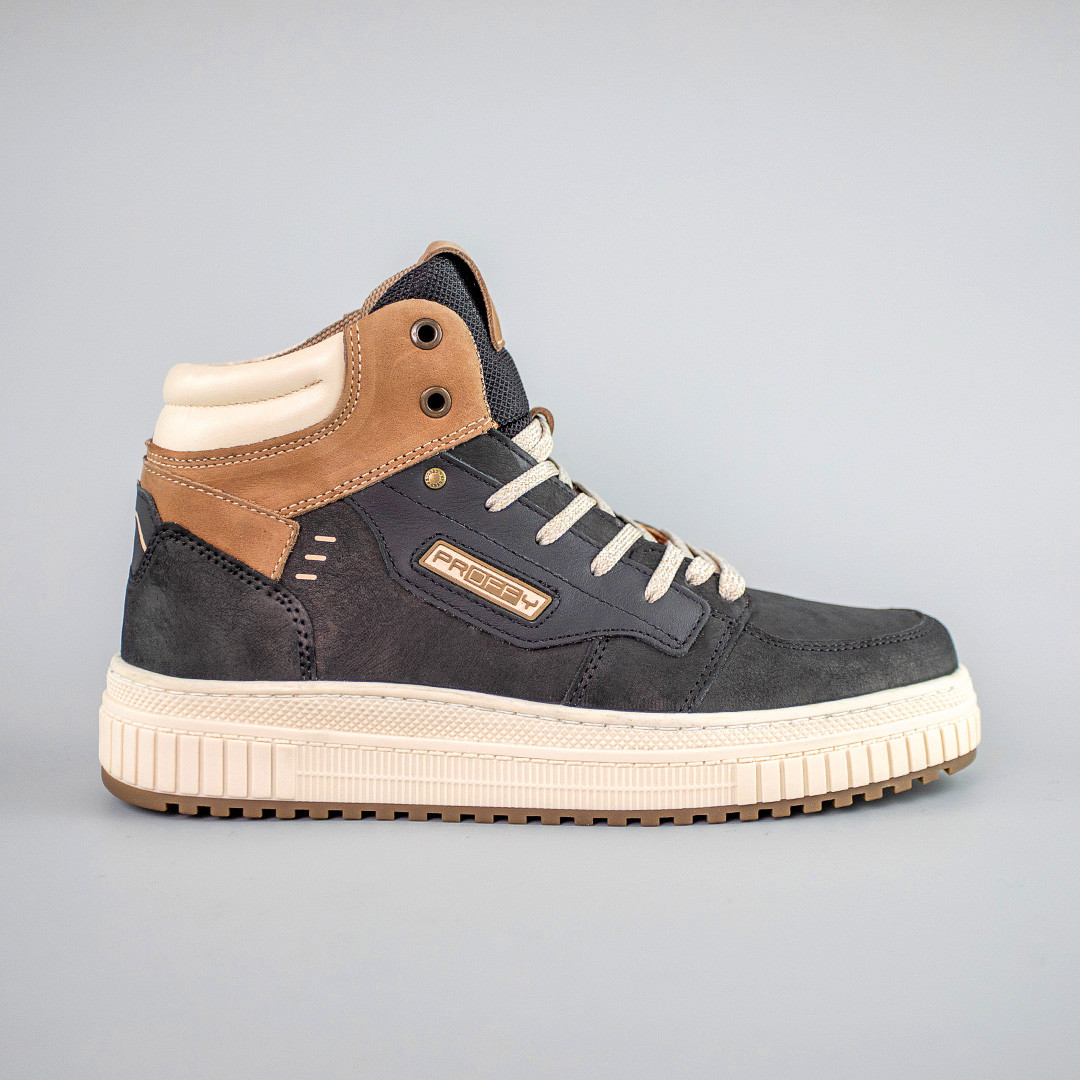 Черевики чоловічі шкіряні хутро 592512 Темно-сірий, фото 1