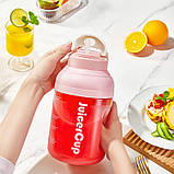 Портативний блендер пляшка з ручкою Cyclone C362 1500 мл шейкер бездротовий для смузі Рожевий, фото 8