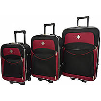 Набір валіз на колесах Bonro Style 3 шт (S+M+L) чорно-вишневий дорожні тканинні з кодовим замком і висувною ручкою, фото 2