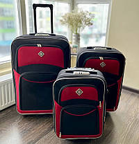 Набір валіз на колесах Bonro Style 3 шт (S+M+L) чорно-вишневий дорожні тканинні з кодовим замком і висувною ручкою, фото 3