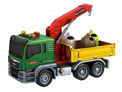 Інтерактивна вантажівка іграшка з насосним помповим краном Машинка спецтехніка з підсвіткою і звуками хлопчику