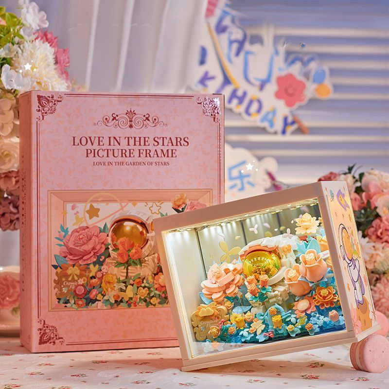 Конструктор нічник зеркало блоковий дитячий з підсвіткою квіти Кохання між Зірок, фото 1