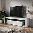 Тумба під телевізор з підсвічуванням ТБ тумба 2 м завширшки з 5 відкритими та 2 закритими полицями з ламінованого ДСП, фото 5