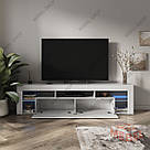 Тумба під телевізор з підсвічуванням ТБ тумба 2 м завширшки з 5 відкритими та 2 закритими полицями з ламінованого ДСП, фото 6