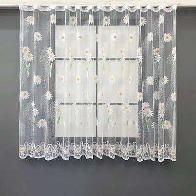 Коротка тюль, висотою 1,5м., жакард. Колір білий. Код 1889т