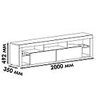 Тумба під телевізор з підсвічуванням ТБ тумба 2 м завширшки з 5 відкритими та 2 закритими полицями з ламінованого ДСП, фото 10