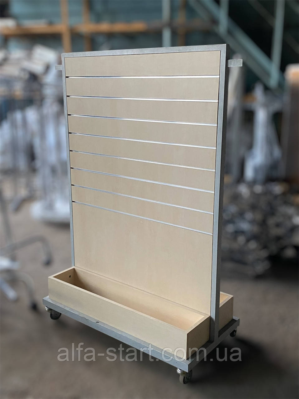 Стенд економпанель двостороння 150х114х50см б/в  з ДСП на колесах