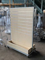 Стенд економпанель двостороння 150х114х50см б/в  з ДСП на колесах