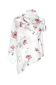 Жіночий лляний вишитий шарф "Емілі" білий