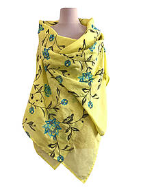 Жіночий лляний вишитий шарф "Лідія" жовтий