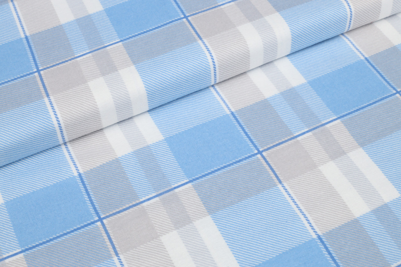 Фланель Клітинка сіро-блакитна 240 см