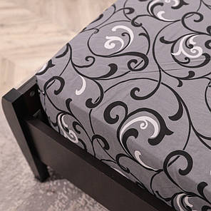 Захисне натяжне сіре простирадло гумка односпальне з бязі (90*200*25) міцне бавовняне з абстрактним принтом, фото 3