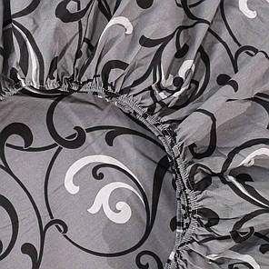 Захисне натяжне сіре простирадло гумка односпальне з бязі (90*200*25) міцне бавовняне з абстрактним принтом, фото 2