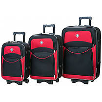 Набір валіз на колесах Bonro Style — 3 шт (S+M+L) чорно-червоний дорожні тканинні з кодовим замком і висувною ручкою, фото 2
