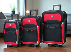 Набір валіз на колесах Bonro Style — 3 шт (S+M+L) чорно-червоний дорожні тканинні з кодовим замком і висувною ручкою, фото 3