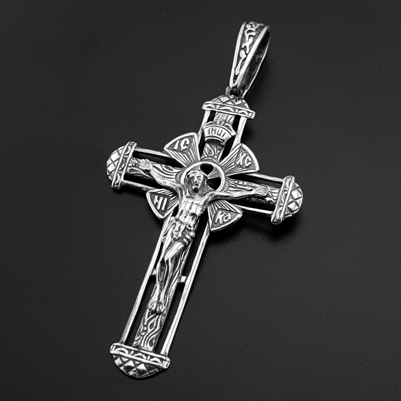 Срібний чоловічий хрестик. Освячений православний кулон хрест із срібла 925, фото 1