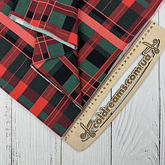 Стрейч кулір принт "Червоно зелена клітинка" - 180см. (діджитал)