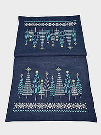 Доріжка вишита "Зимовий ліс" темно синя (1,4м.*0,48м.)
