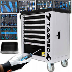 Металевий візок шафа з набором інструментів Tagred TA212 на 251 предмет Сірий