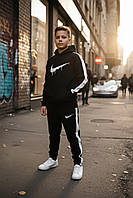 Флісовий теплий костюм найк 140-164 см на хлопчика, спортивні дитячі чорні худі та штани тринитка на флісі