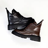 Жіночі коричневі черевики, жіночі шкіряні челсі, жіночі зимові черевики, натуральні жіночі черевики, фото 3