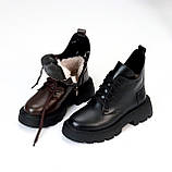 Жіночі коричневі черевики, жіночі шкіряні челсі, жіночі зимові черевики, натуральні жіночі черевики, фото 8