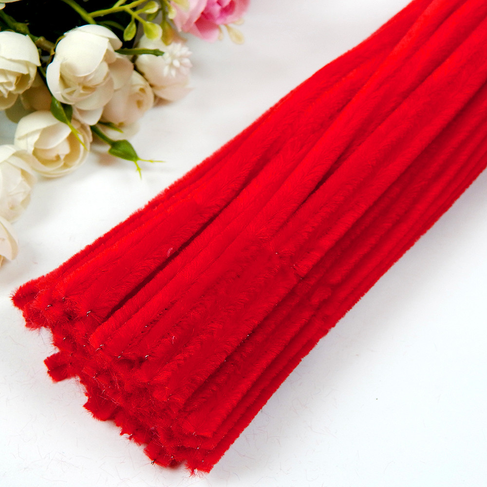 Дріт синельний №1, пухнасті палички, 30 см, червоний (10 шт)