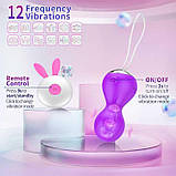 Вагінальні кульки Кегеля з вібрацією 12 режимів Фіолетовий, фото 2