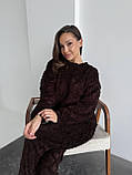 Теплий коричневий махровий домашній костюм (або піжама) з фактурним візерунком, фото 6