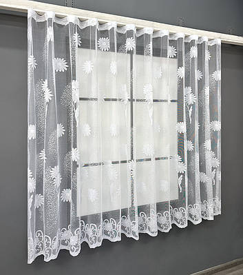 Тюль жакард Арка на кухню, колір білий 1899т