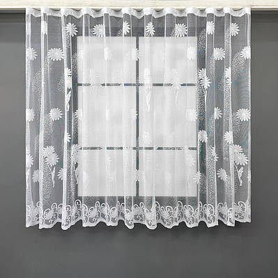 Коротка тюль, висотою 1,5м., жакард. Колір білий. Код 1899т