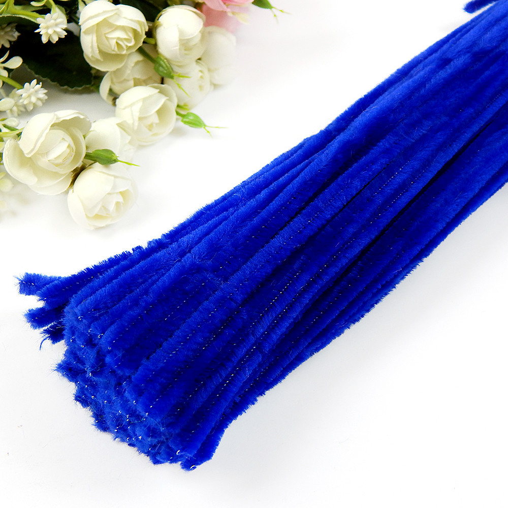 Дріт синельний №8, пухнасті палички, 30 см, синий (10 шт)