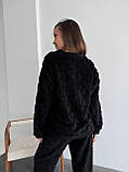 Теплий чорний махровий домашній костюм (або піжама) з фактурним візерунком, фото 9