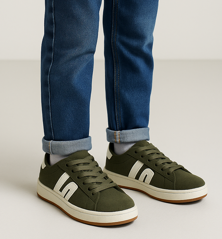 Підліткові демісезонні кеди замшеві хакі, фото 1