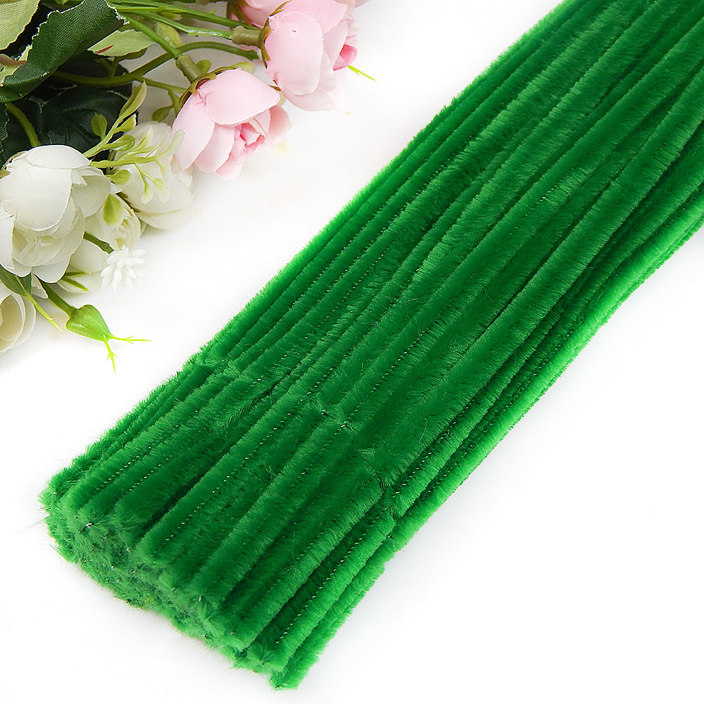 Дріт синельний №41, пухнасті палички, 30 см, зелений (10 шт)