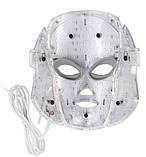 LED-маска MK-3430 з насадкою для шиї 7 світлових режимів мікротокова терапія, фото 8