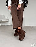 Трендові коричневі угги на високій підошві, замшеві коричневі угги, фото 7