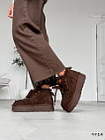 Трендові коричневі угги на високій підошві, замшеві коричневі угги, фото 2