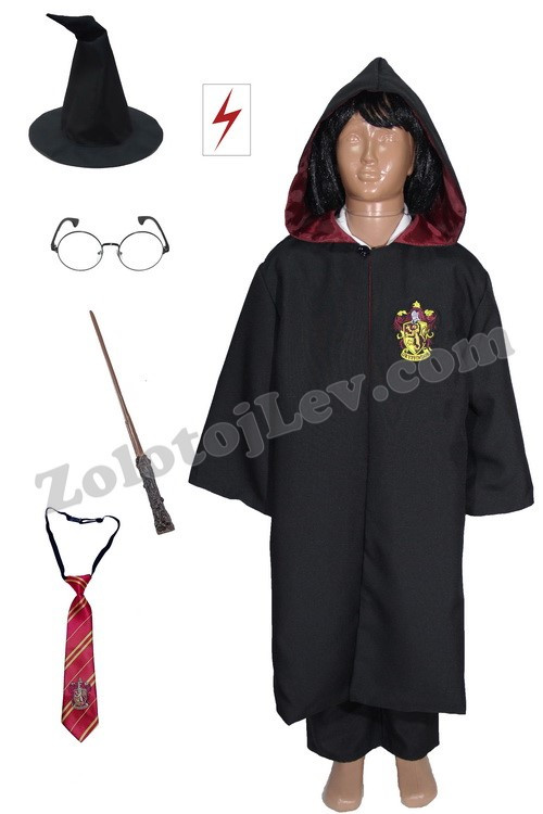Костюм Гаррі Поттера мантія, паличка, окуляри, краватка, шапка, фото 1
