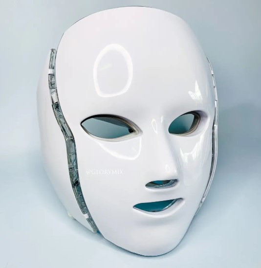 LED-маска MK-3430 з насадкою для шиї 7 світлових режимів мікротокова терапія, фото 1